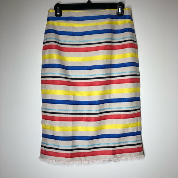 J. Crew Dresses & Skirts - J. Crew Colorful Striped Fringe Hem Pencil Skirt